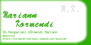mariann kormendi business card
