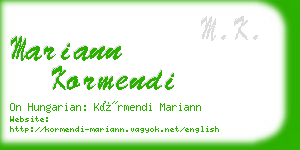 mariann kormendi business card